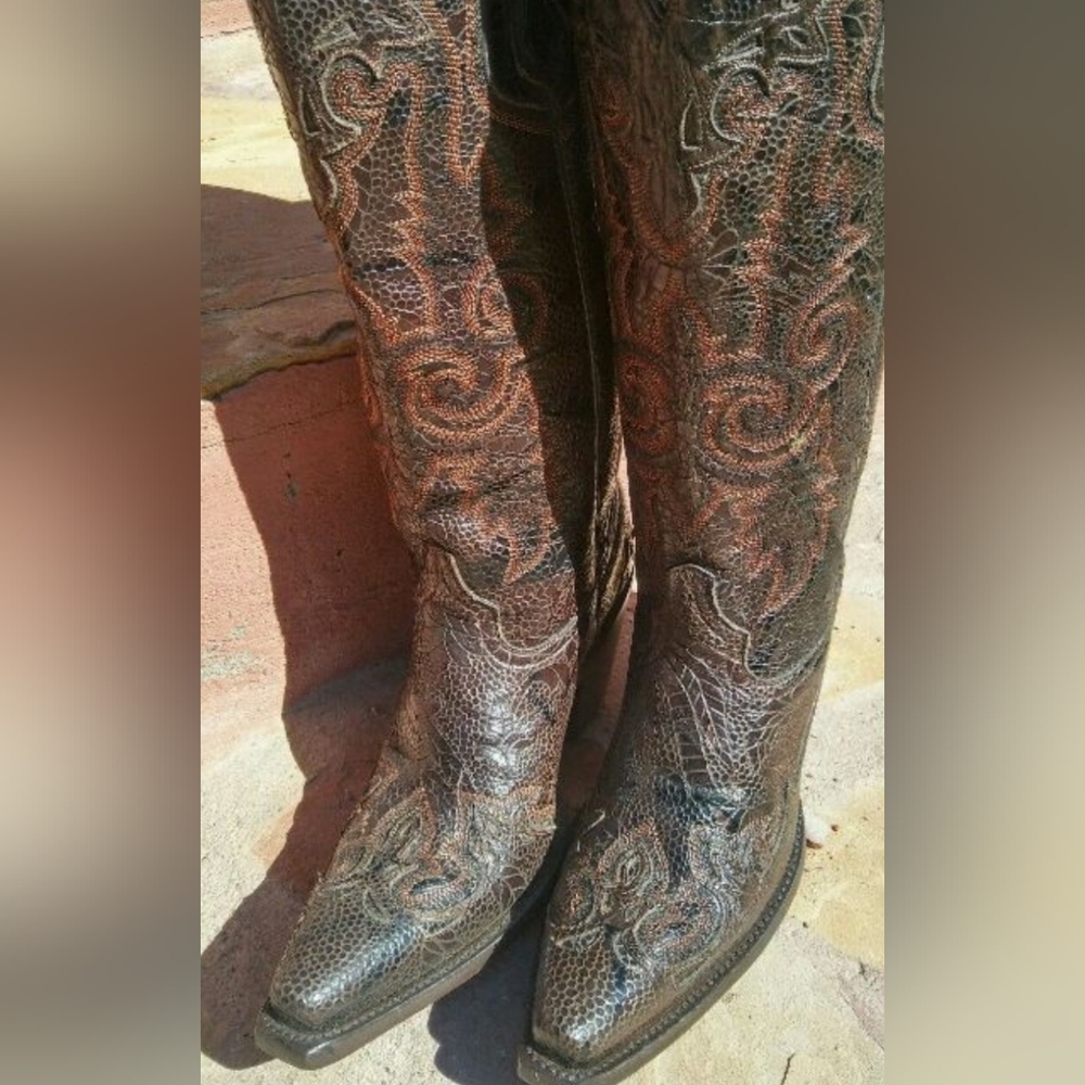 "Lizard" Corral Rare Western Leather Lizard Cowboy Cowgirl Boots Size 7